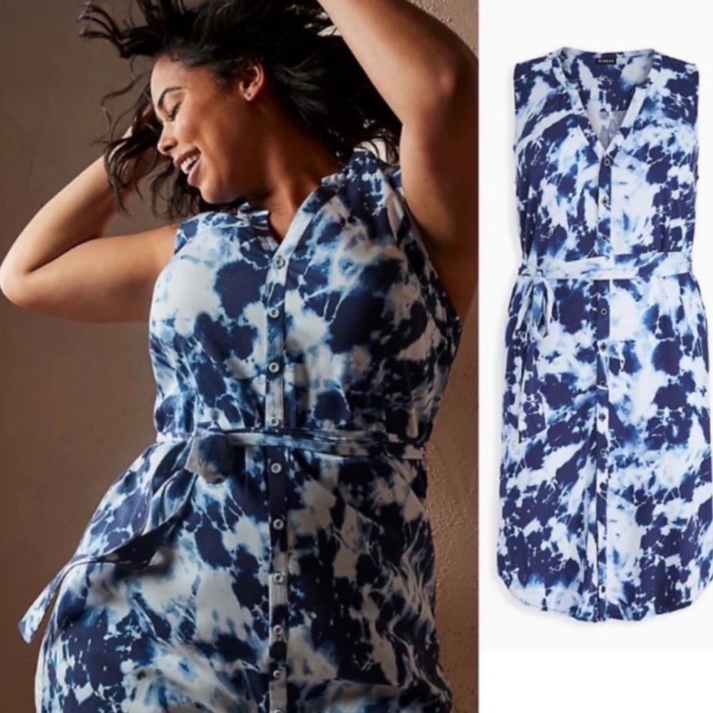 Torrid indigo blue tie dye dress- “Challis”